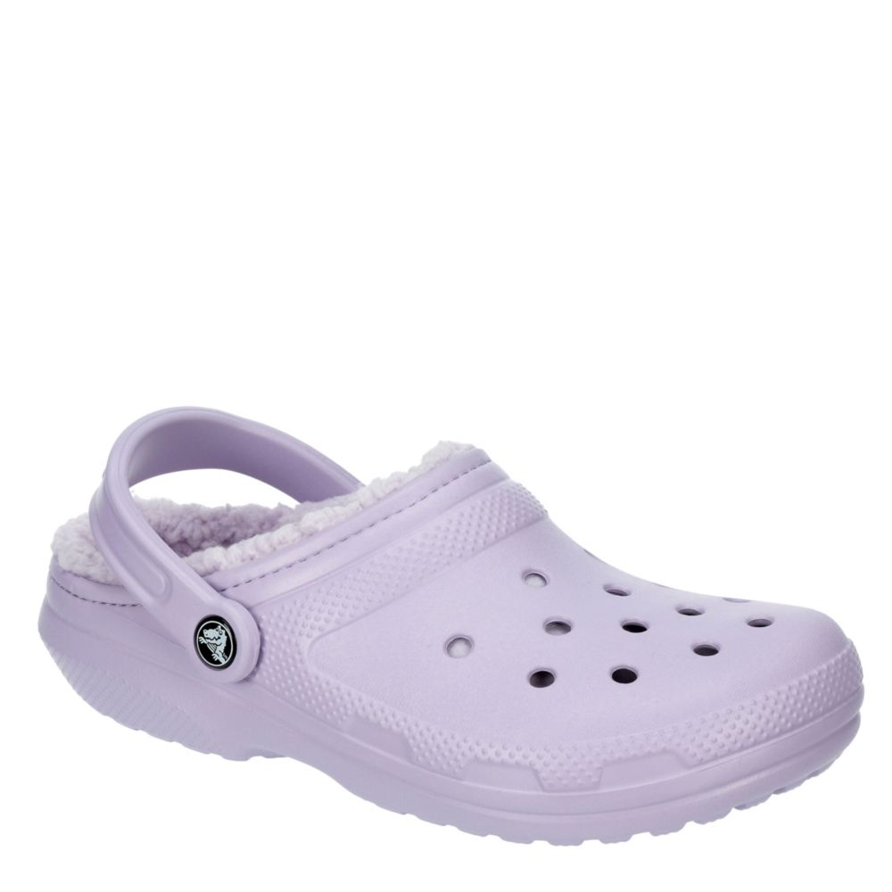 fur lined white crocs