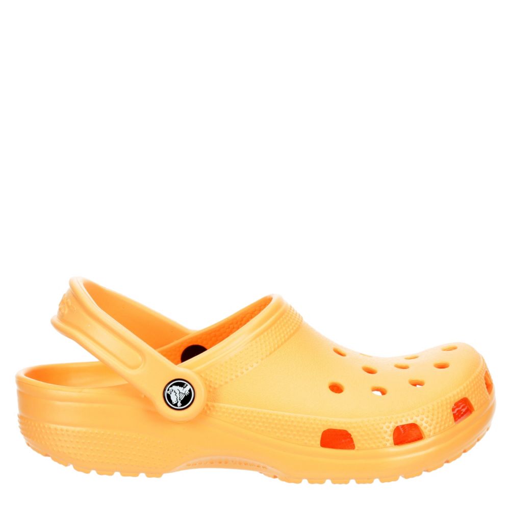 orange fuzzy crocs