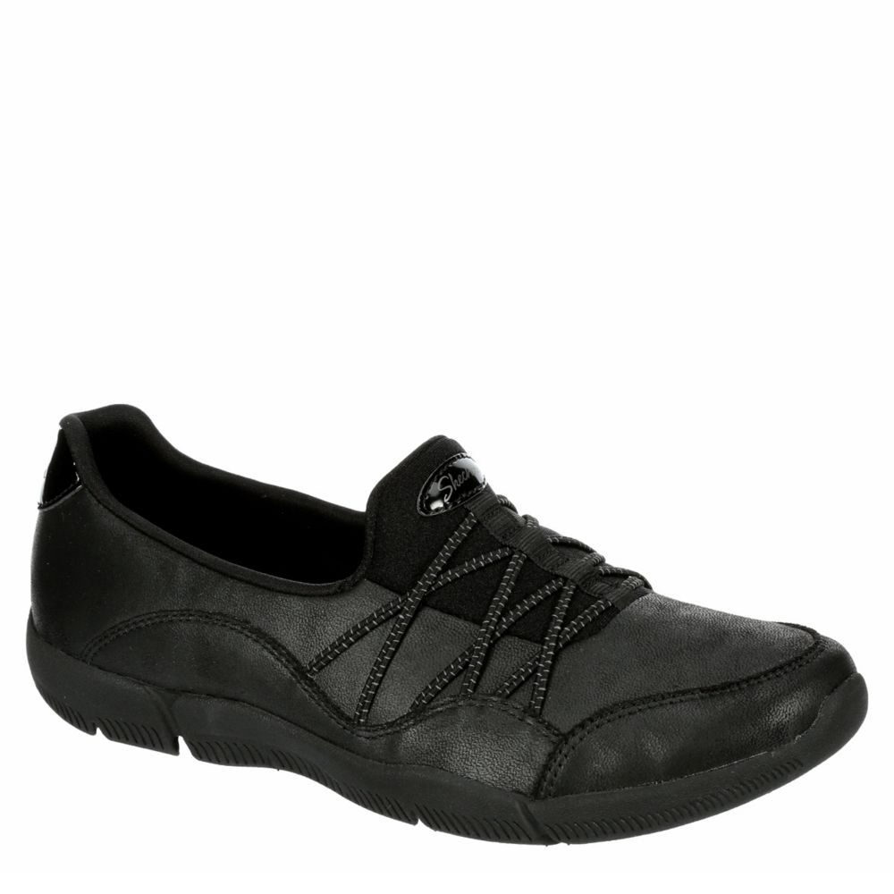 skechers ladies black leather shoes