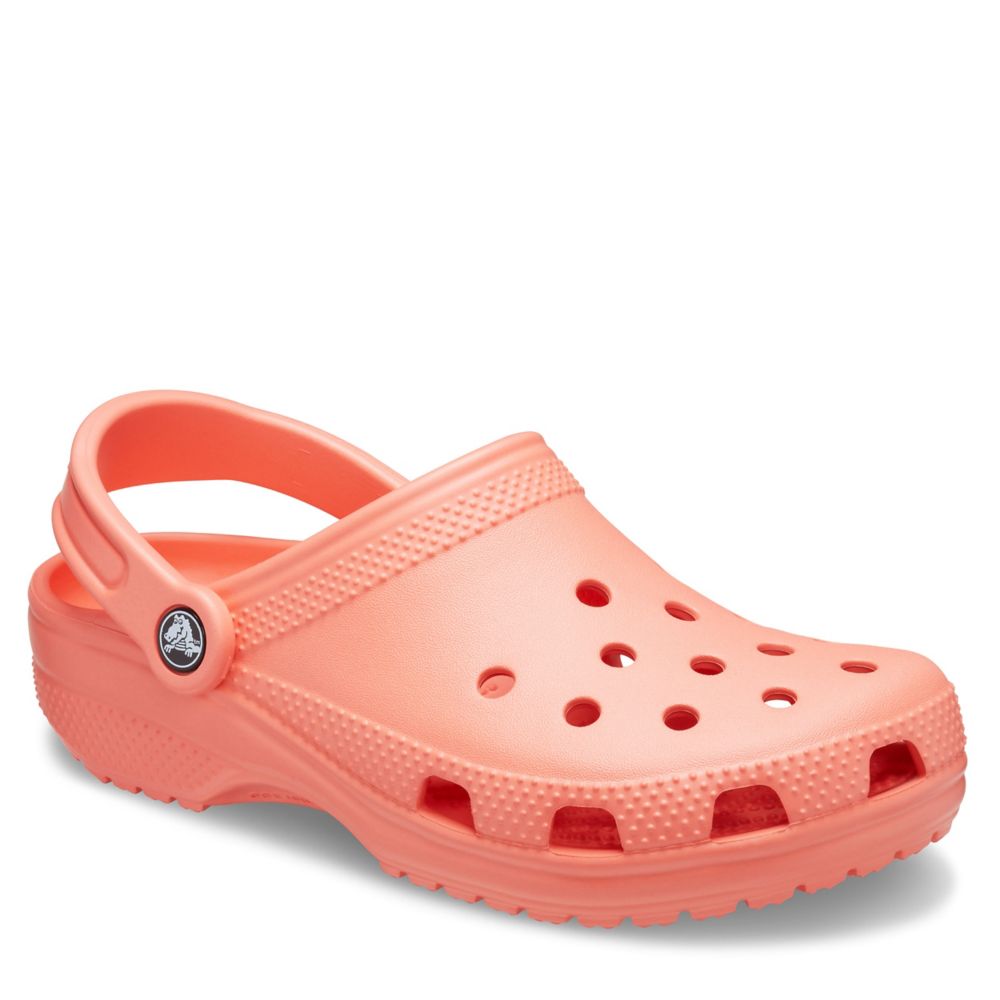 coral crocs with fur