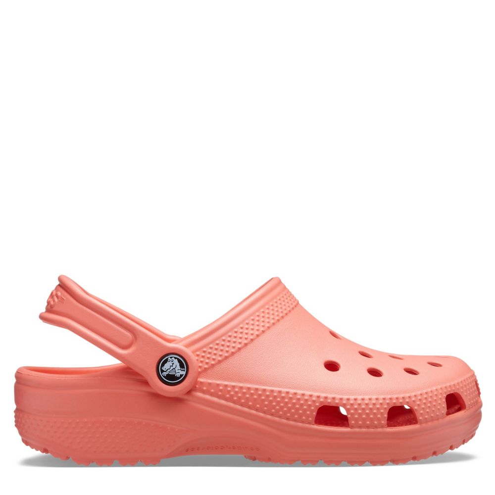 coral crocs with fur