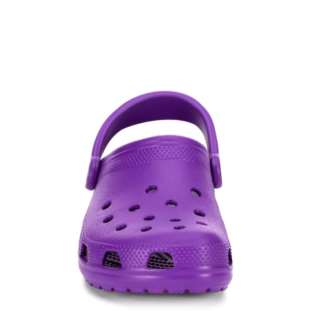 purple and black crocs