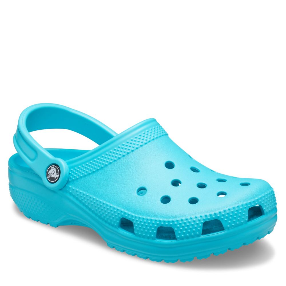 turquoise crocs with fur