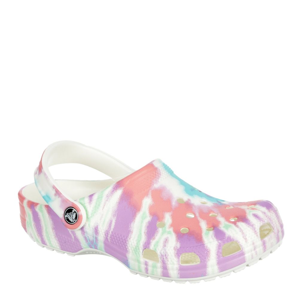 light blue tie dye crocs