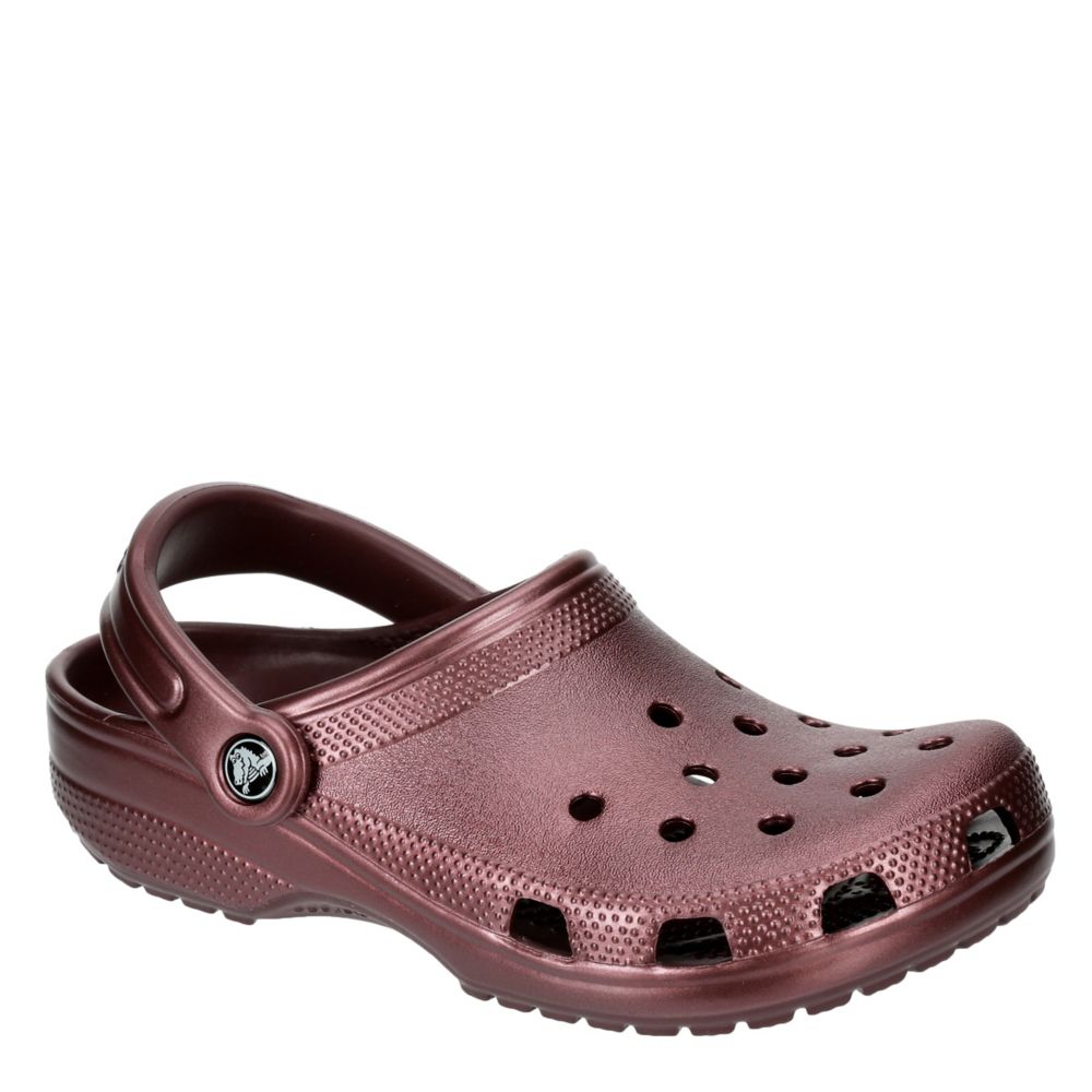 burgundy crocs