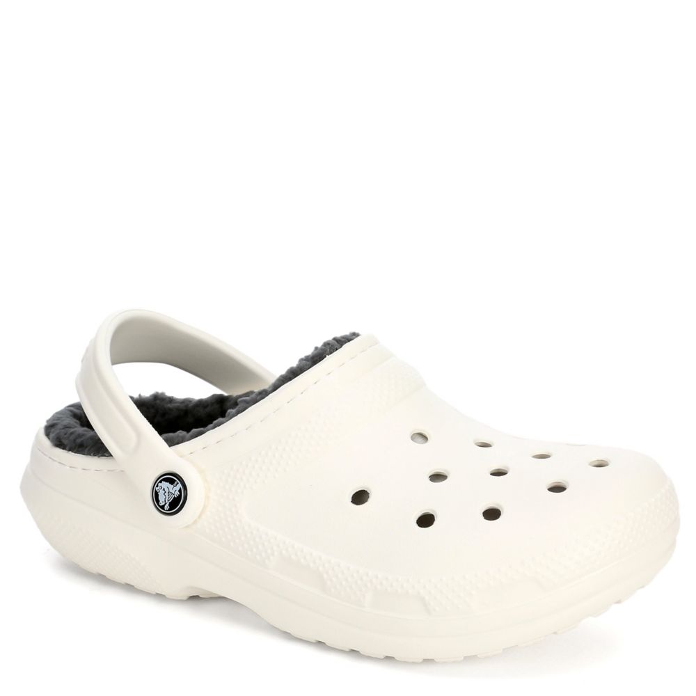 fuzzy crocs white