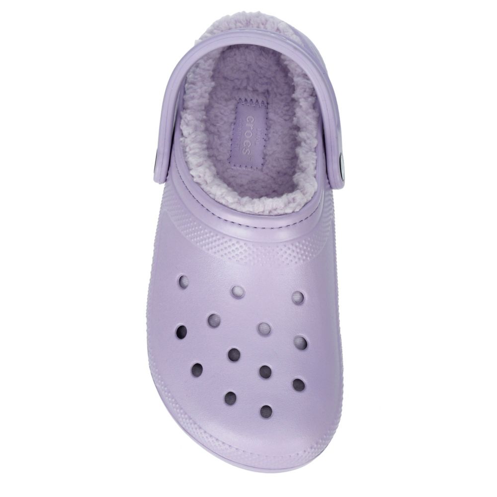 purple fluffy crocs
