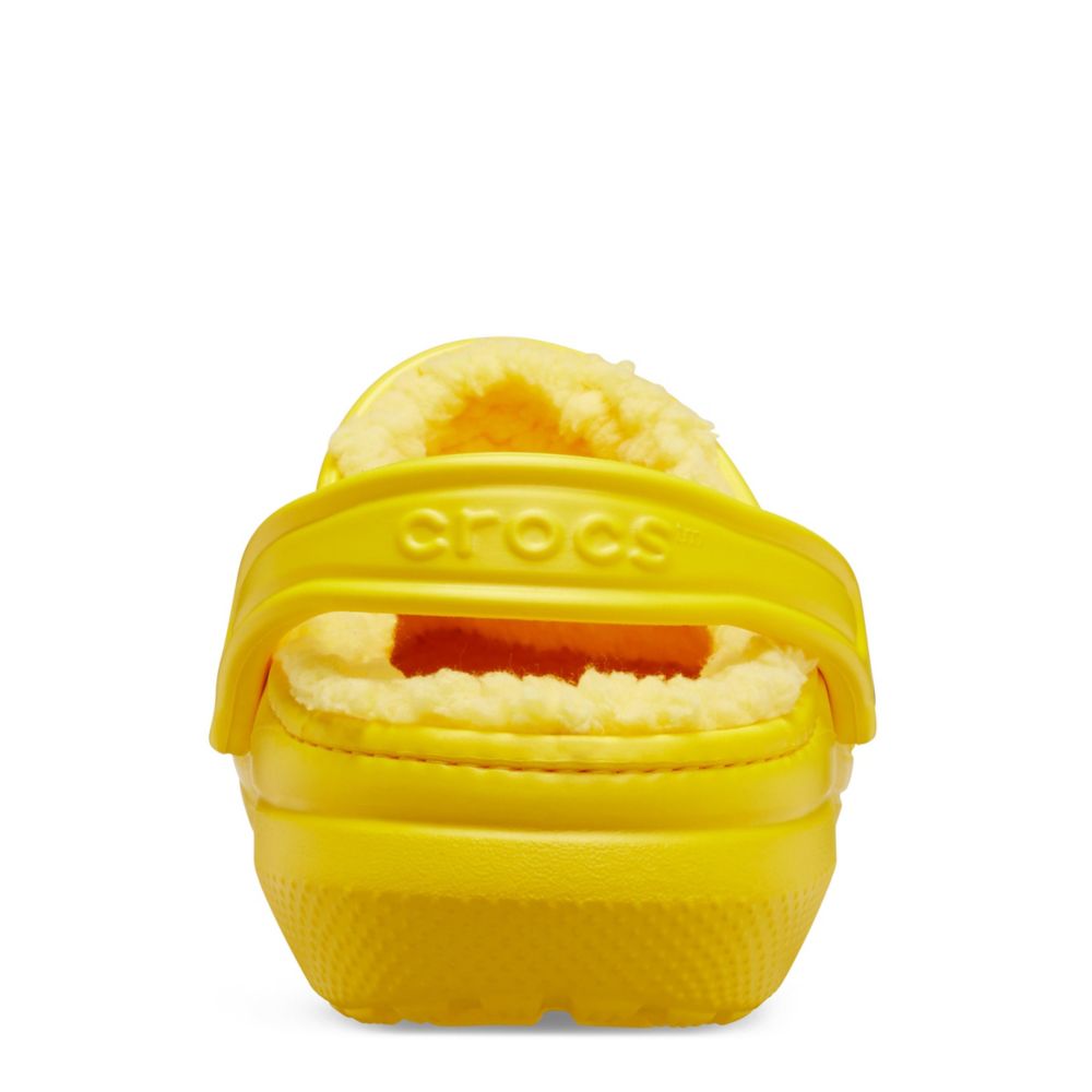 yellow fuzzy crocs