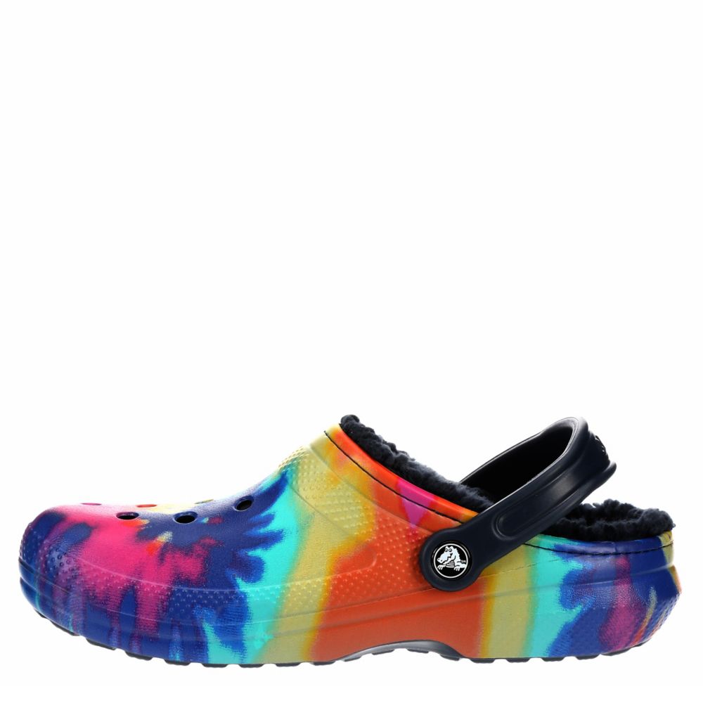 classic lined tie dye crocs