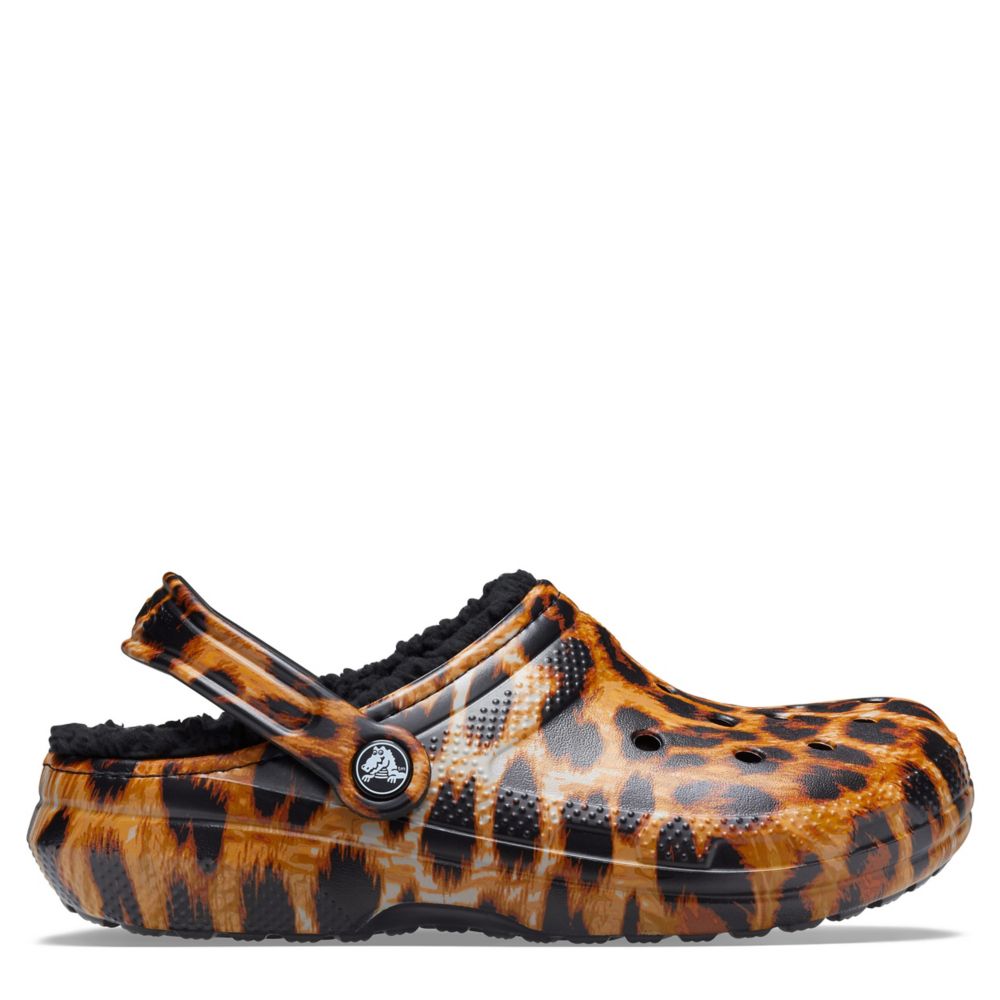 women's crocs classic lined leopard clog