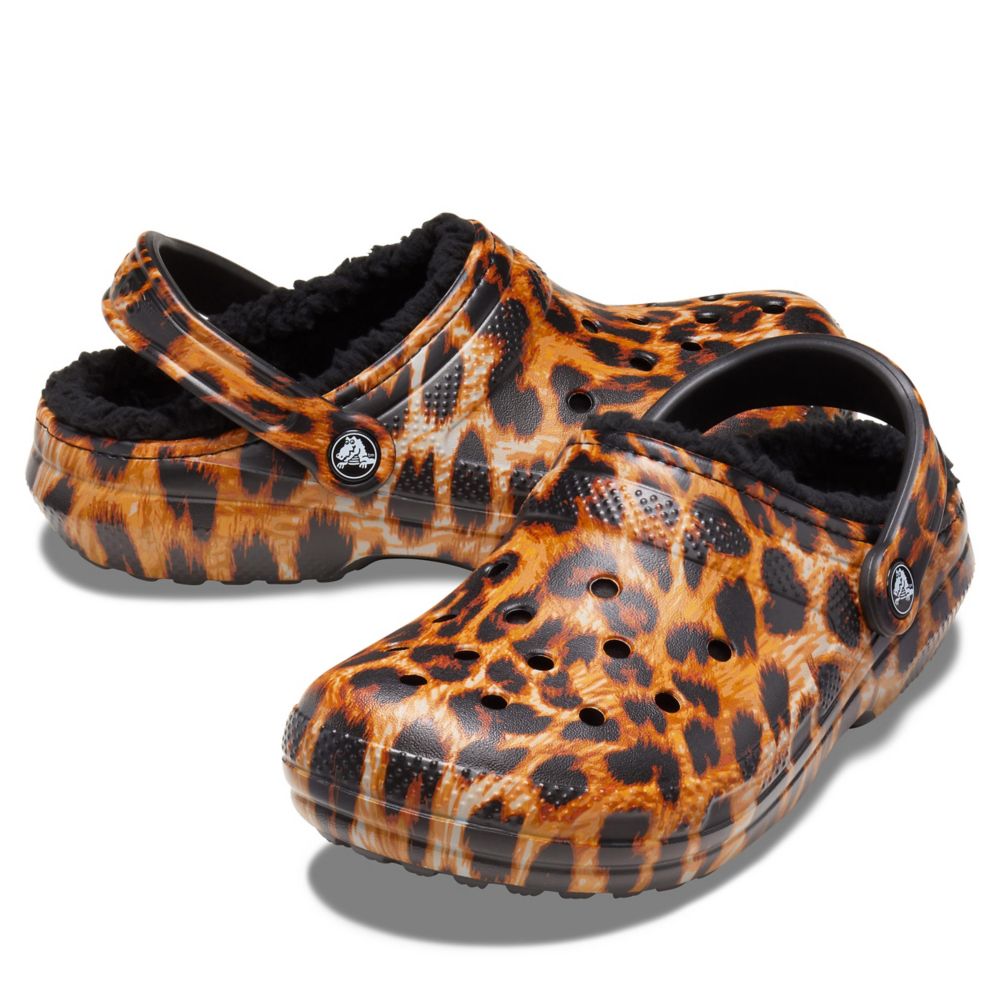 leopard print fuzzy crocs