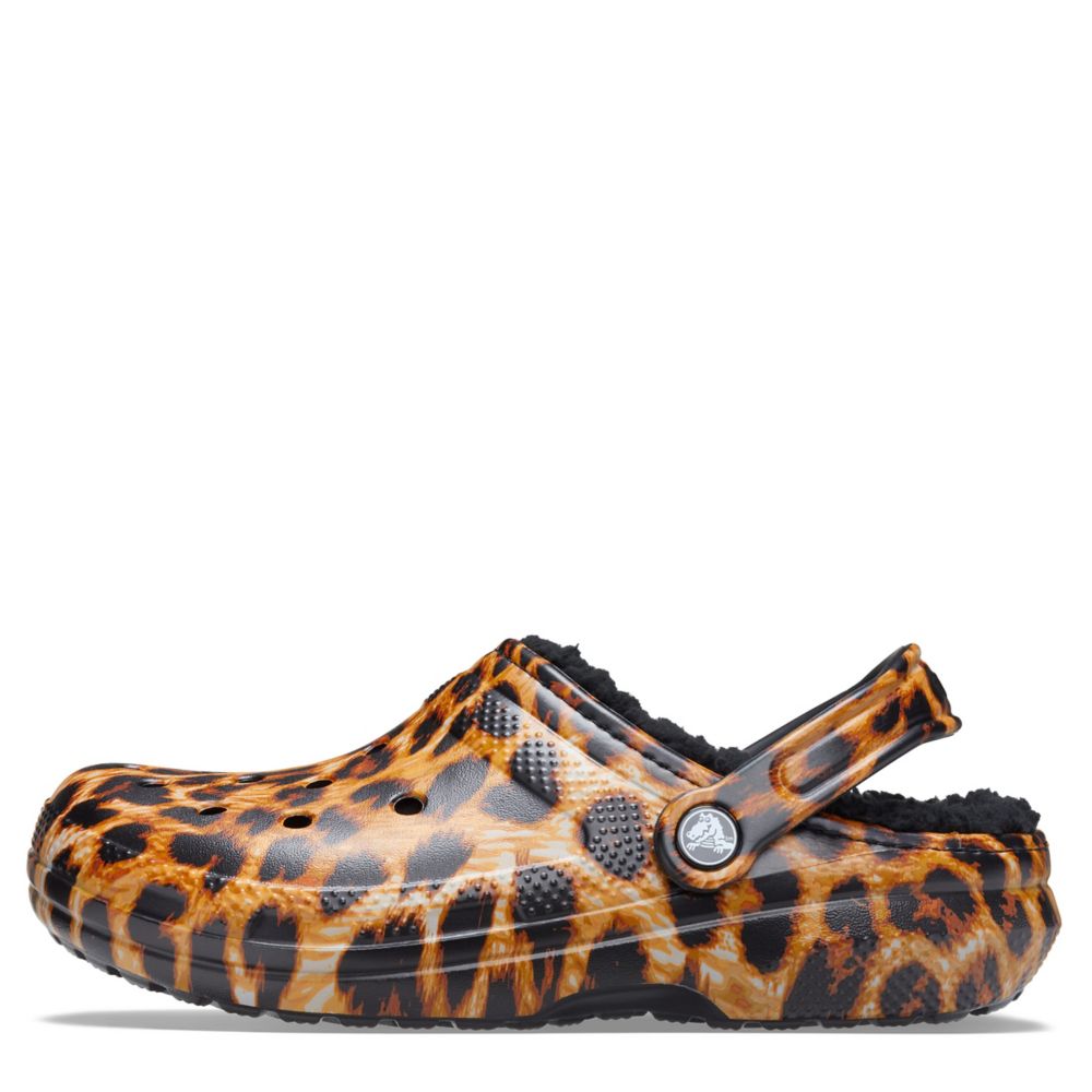 women's crocs classic lined leopard clog