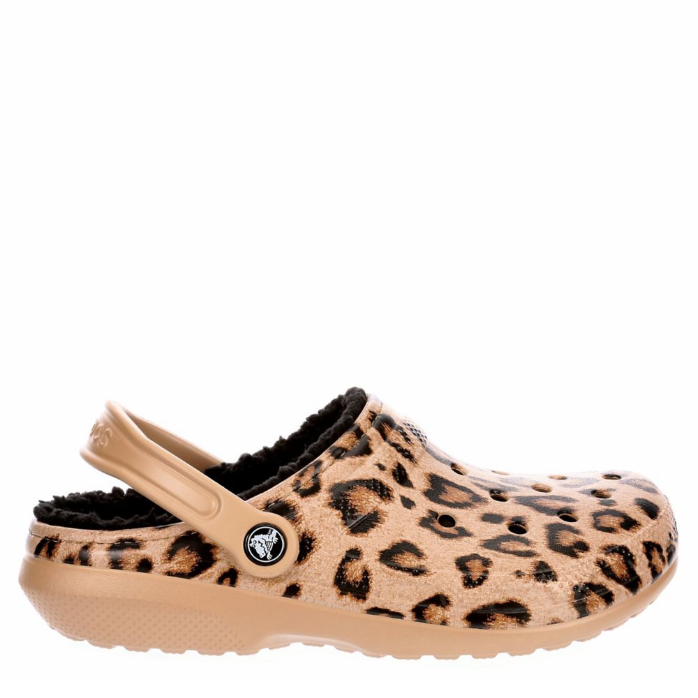 crocs with fur leopard