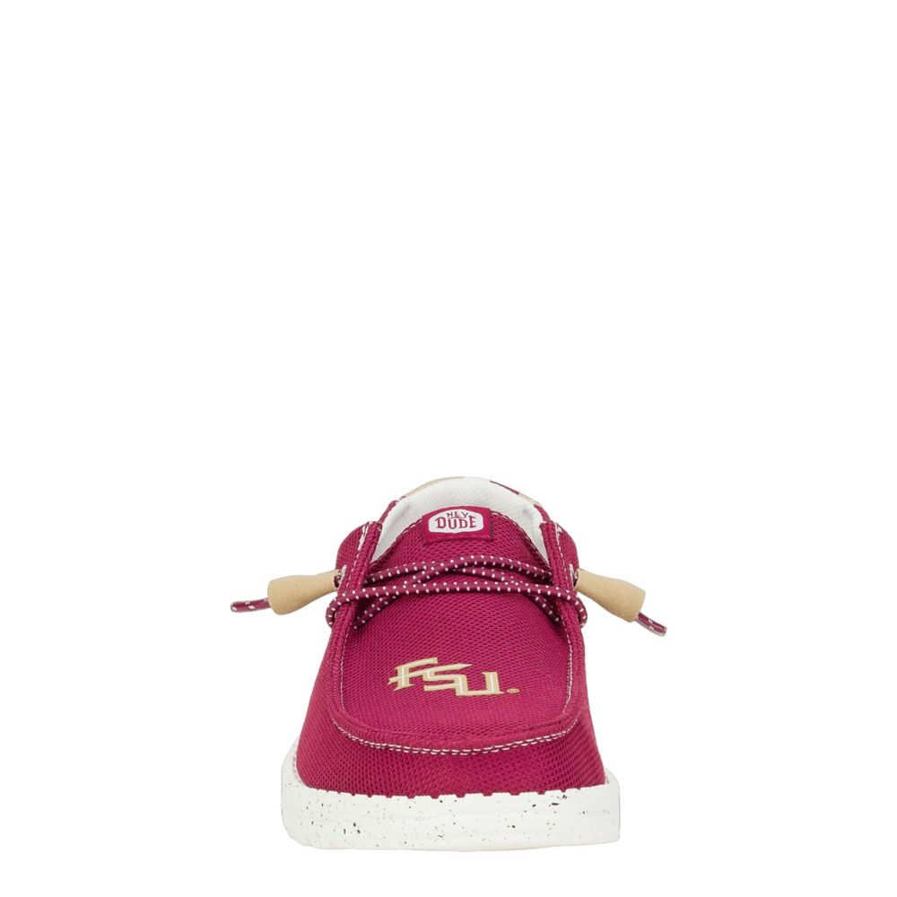 HEYDUDE WOMENS WENDY FLORIDA STATE SLIP ON SNEAKER - BURGUNDY