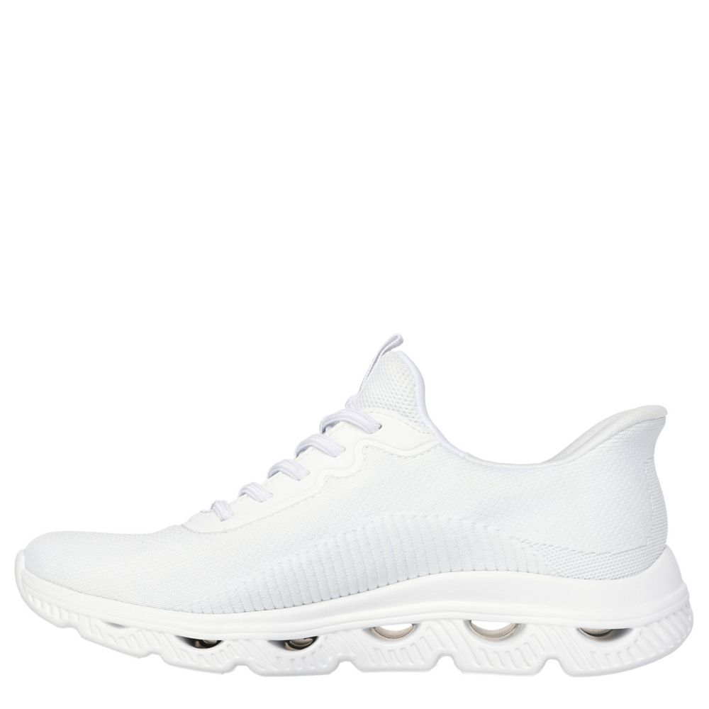 White Skechers Womens Slip-ins Glide Step Arc Waves Sneaker