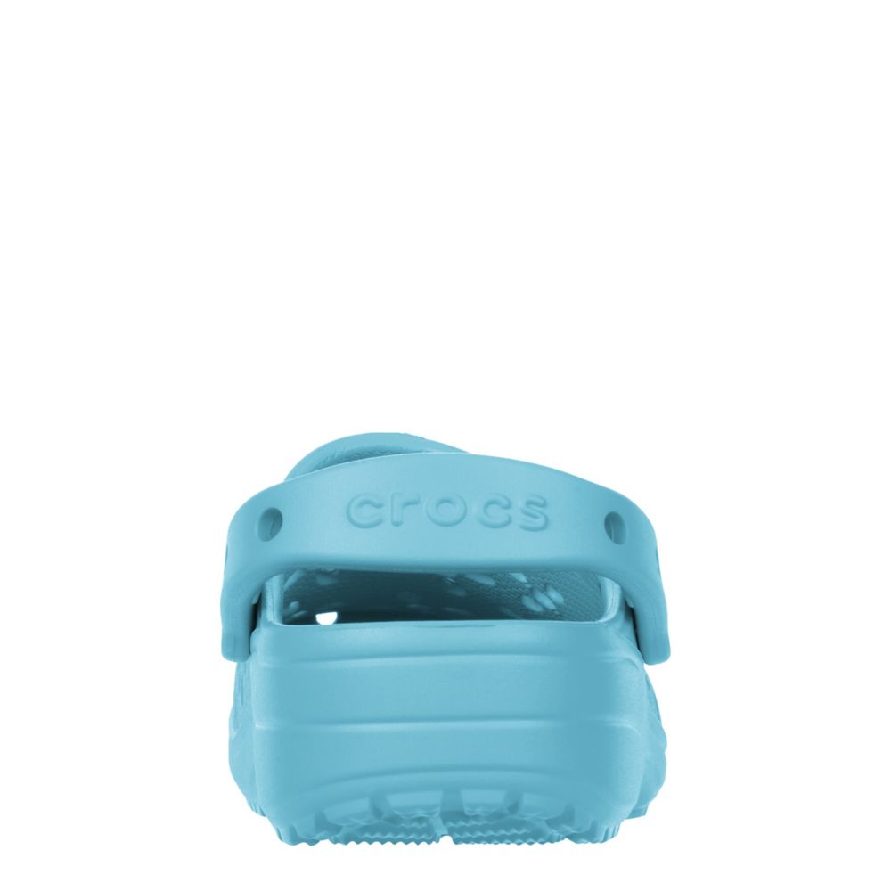 CROCS WOMENS CLASSIC FLORAL CUT OUT CLOG - BLUE