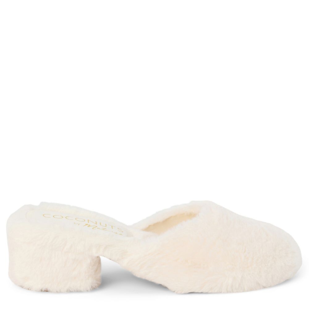 WOMENS TEDDY FAUX FUR MULE PUMP