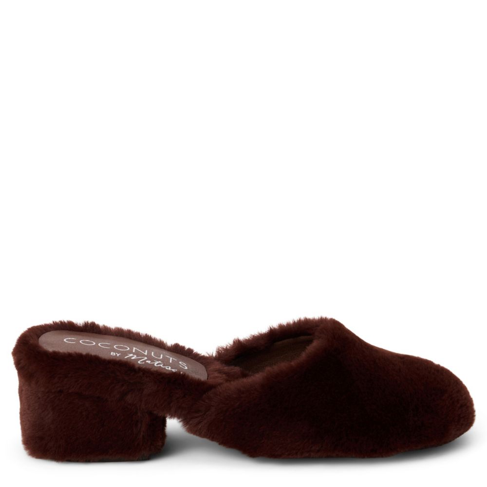 WOMENS TEDDY FAUX FUR MULE PUMP