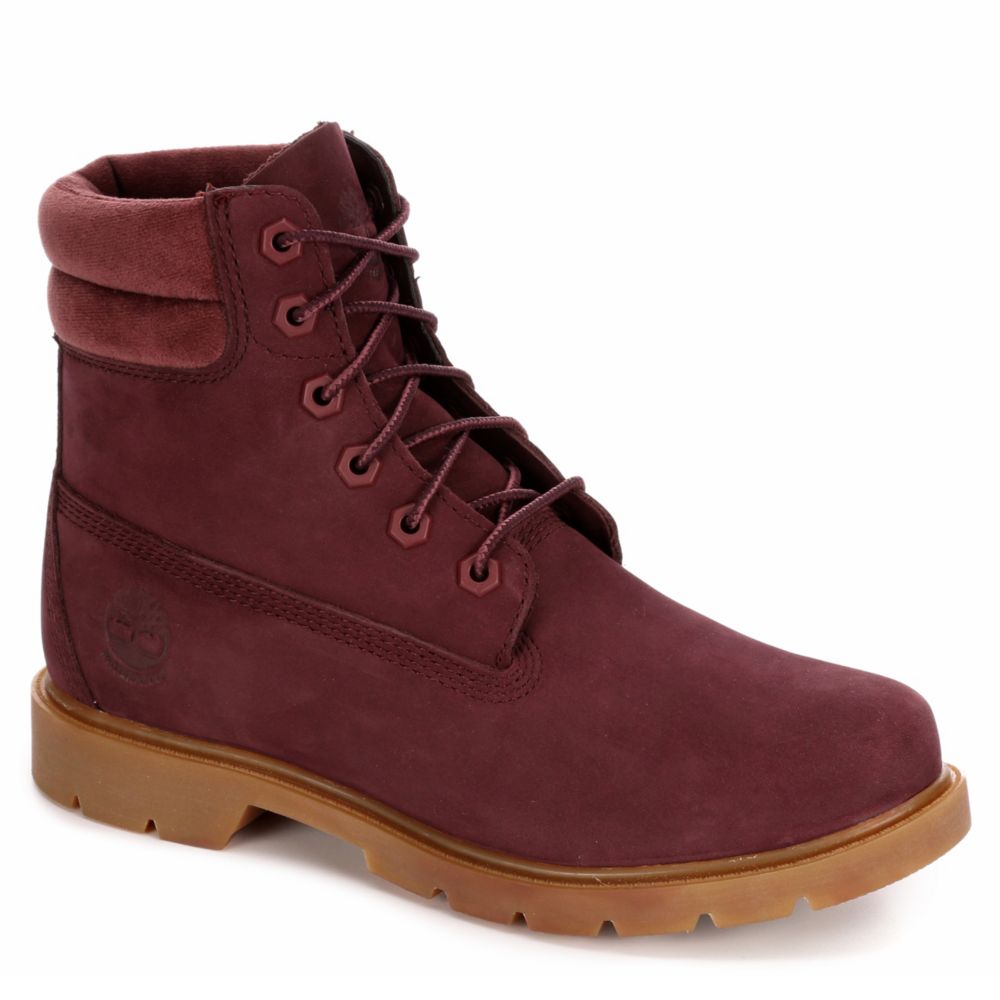 burgundy timberland heels