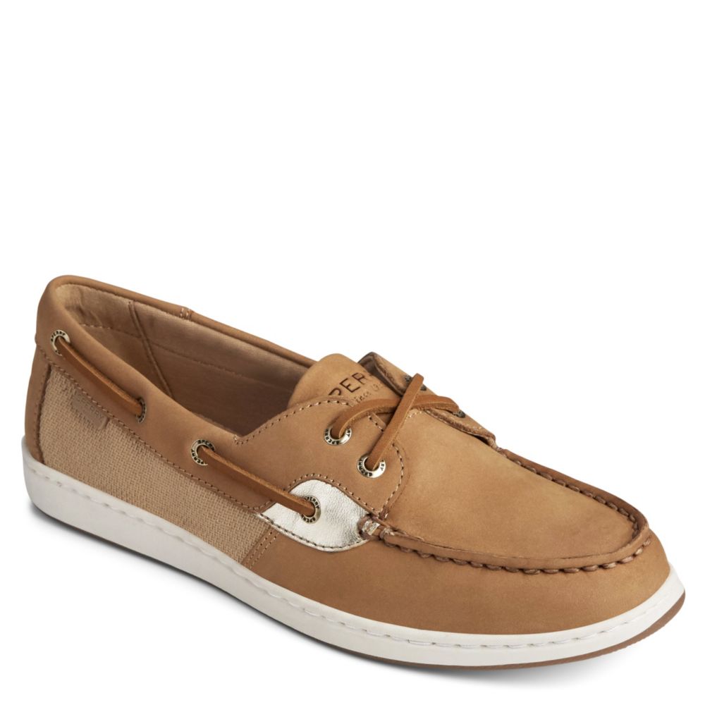 tan boat shoes womens