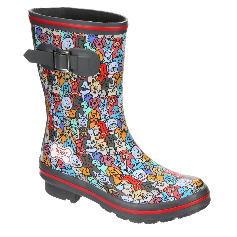 Multicolor Skechers Bobs Womens Woof Party Print Rain Boot
