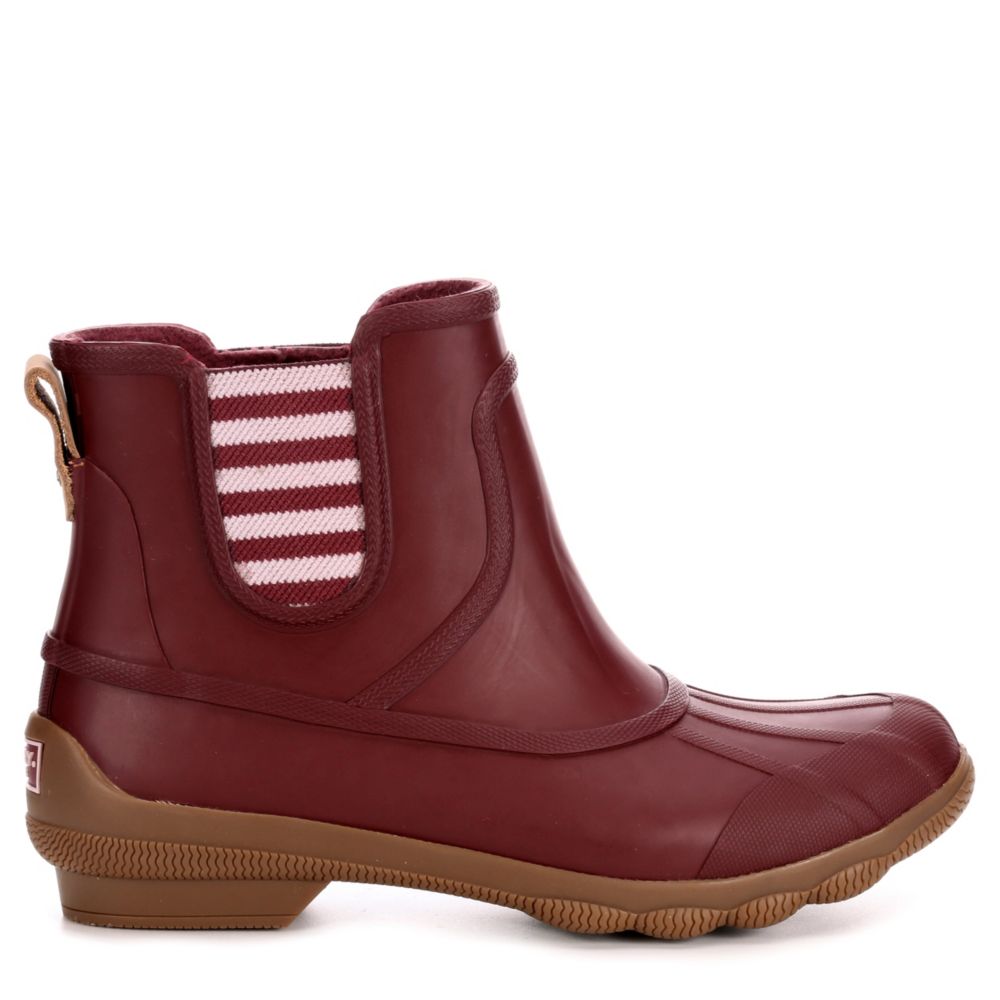 burgundy sperry duck boots