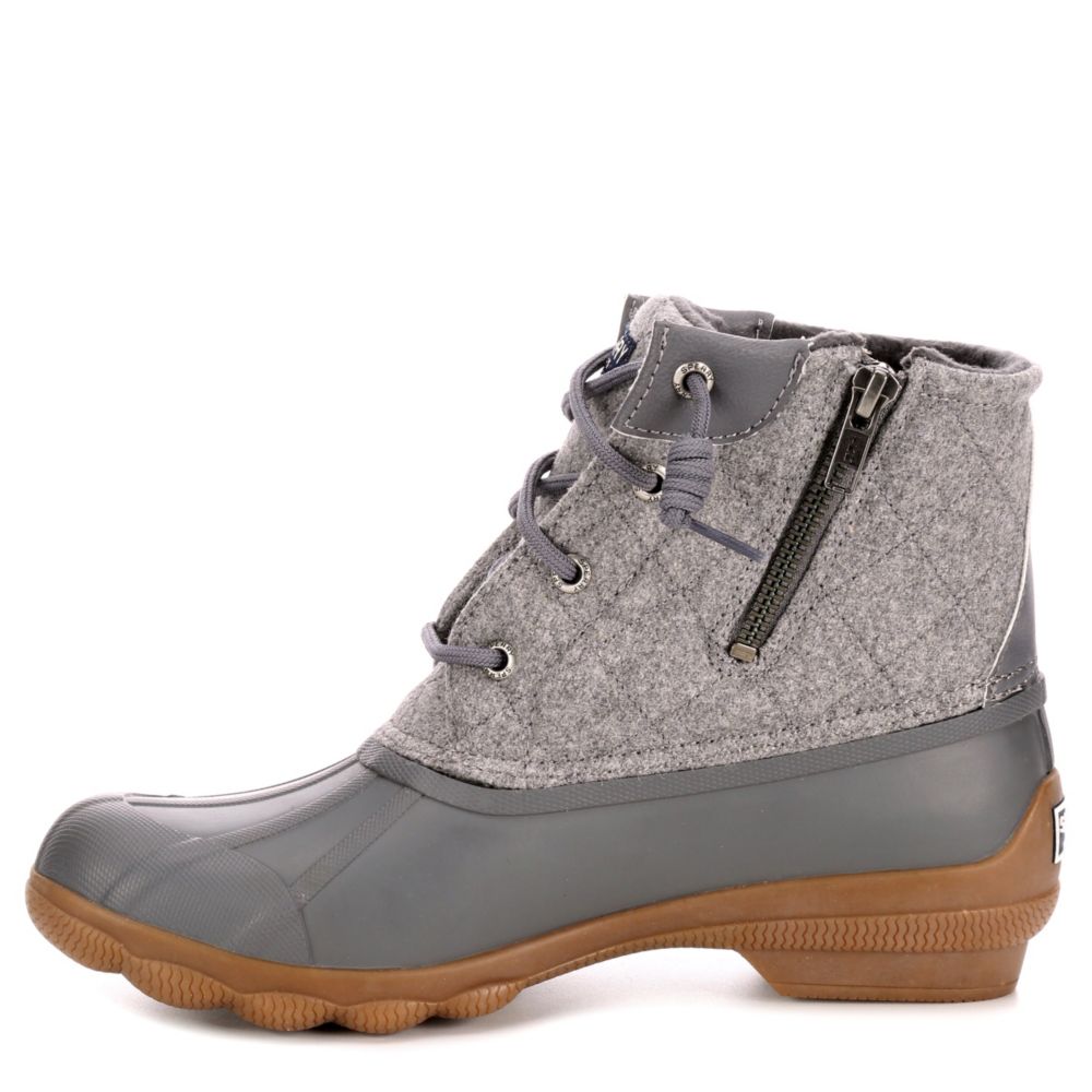 black and grey duck boots