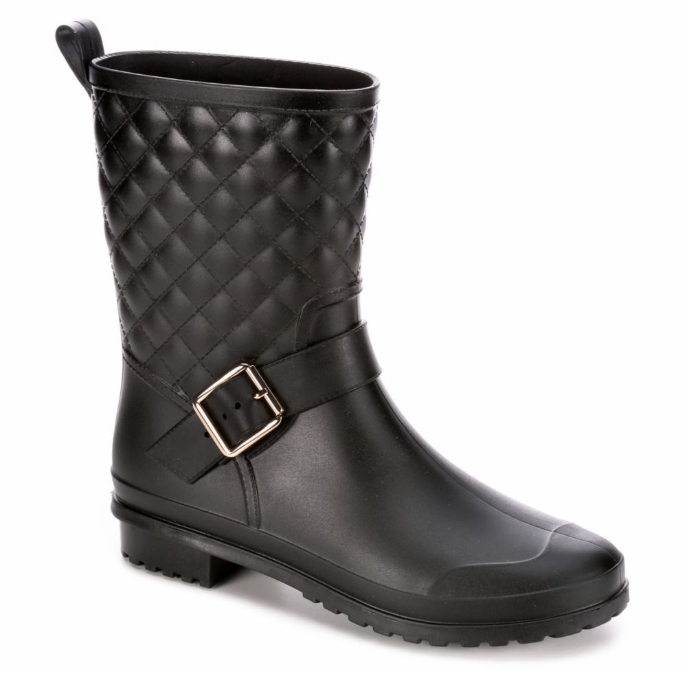 Black Capelli Womens Quilted Rain Boot 