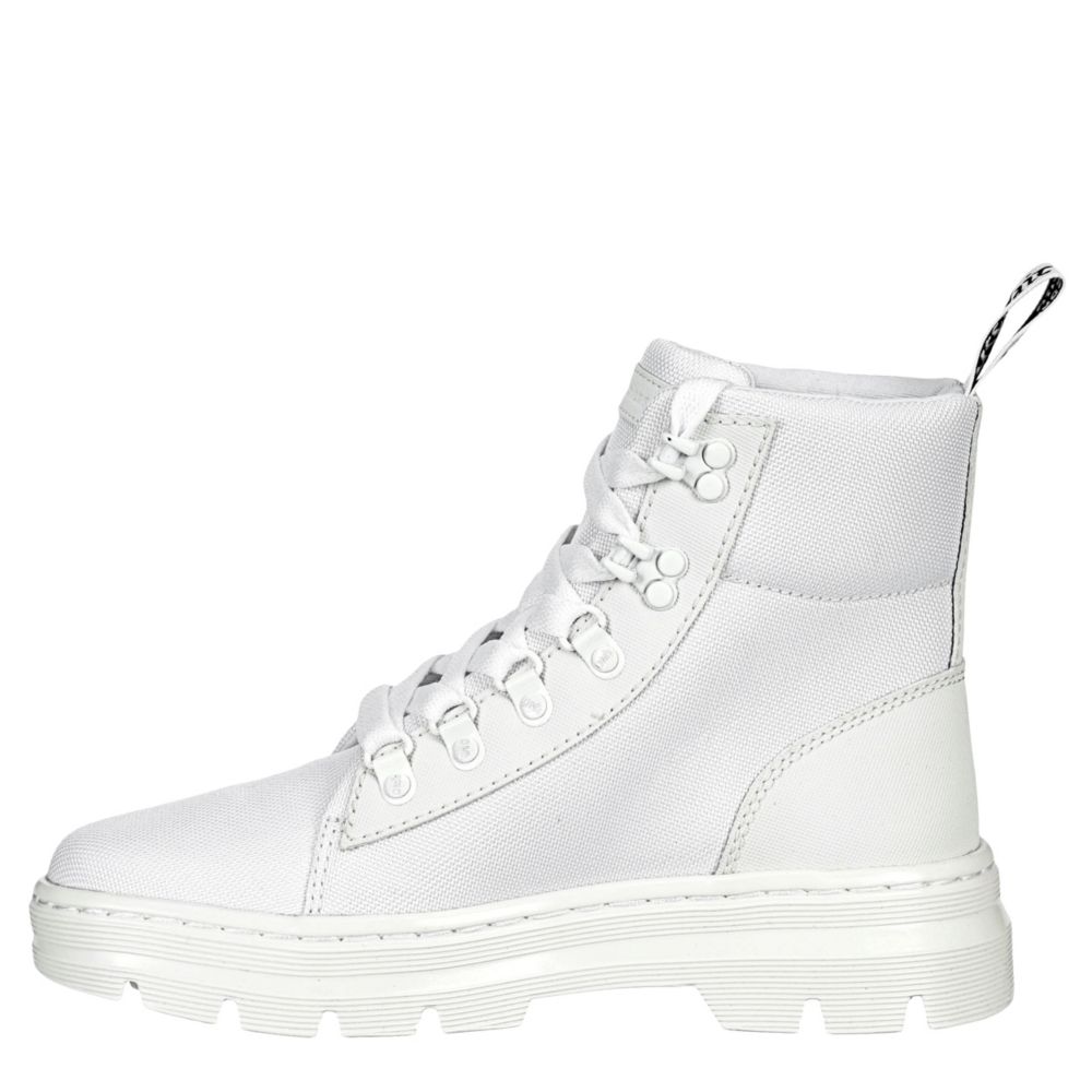 ALL WHITE Doc Martens Nylon Combat Style Boots, Size 10 womens