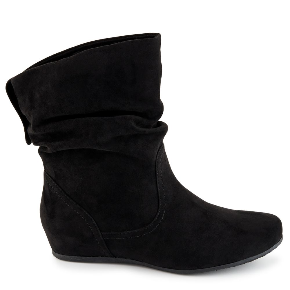 ladies black leather slouch boots