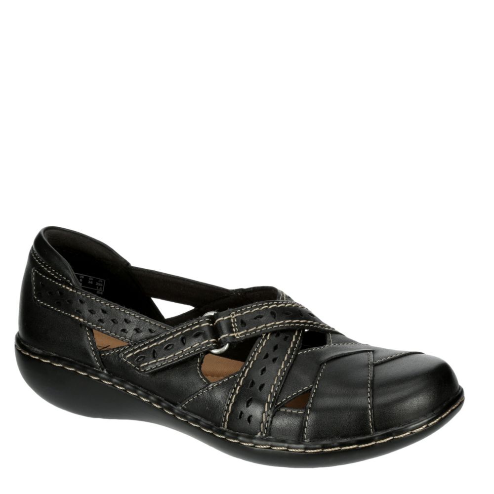 clarks flat black womens shoes