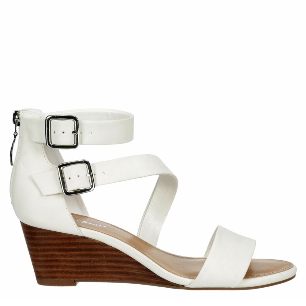 ladies white wedge mules