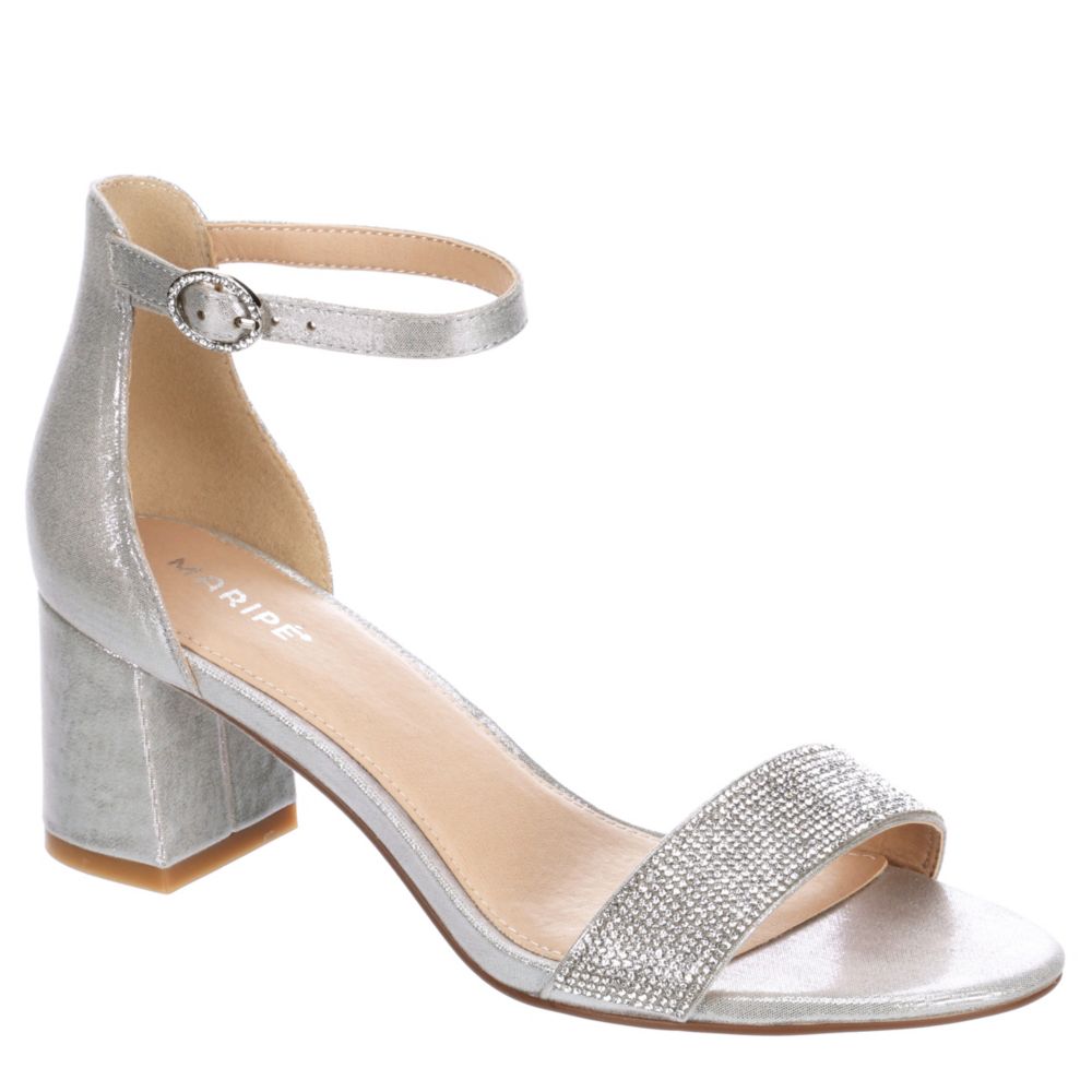 silver heels with strap