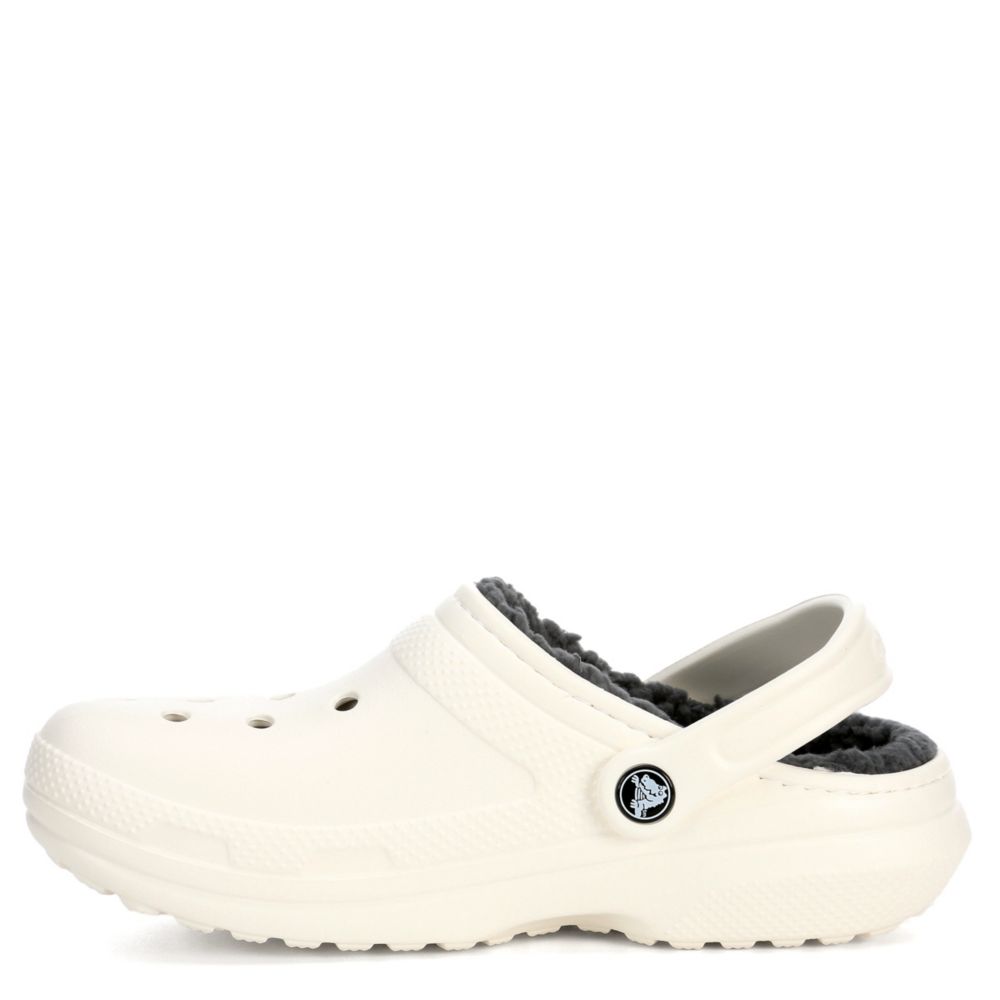 fuzzy crocs women's white