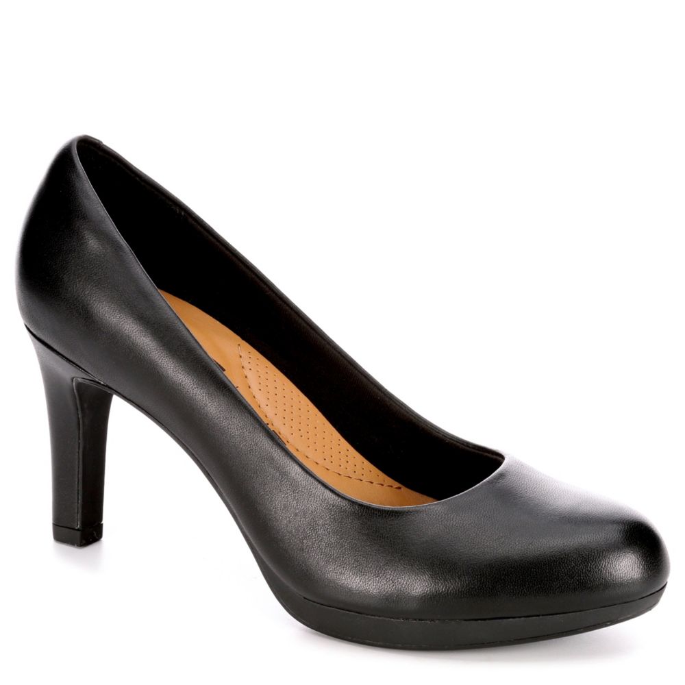 clarks black court shoes