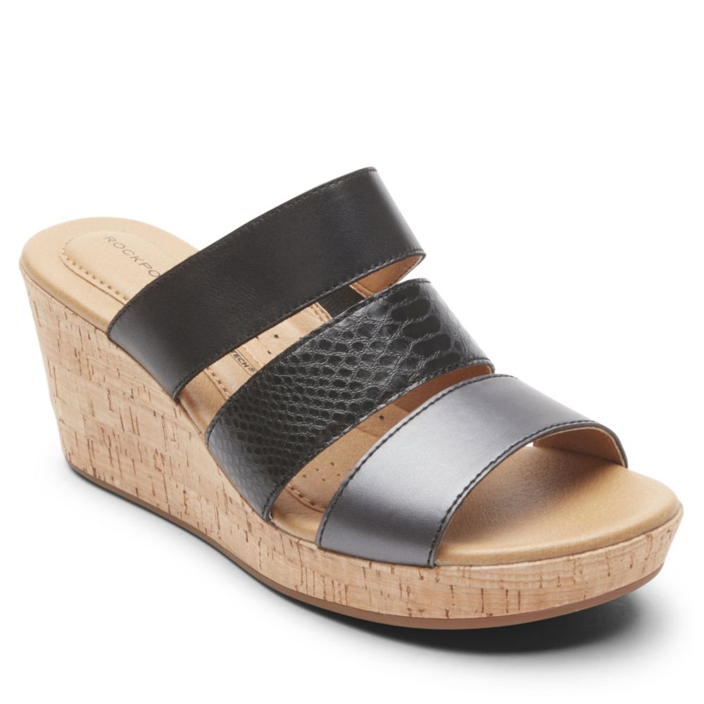 rockport black wedges