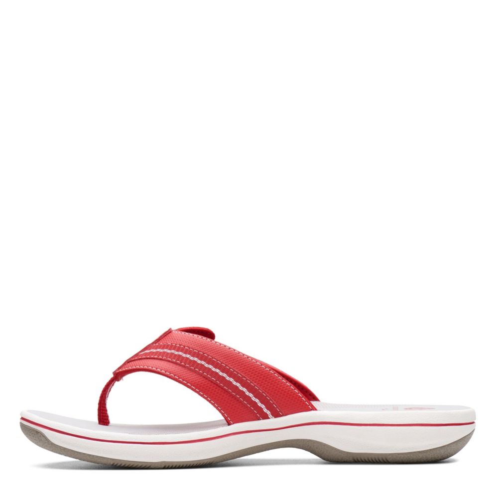 red clarks flip flops