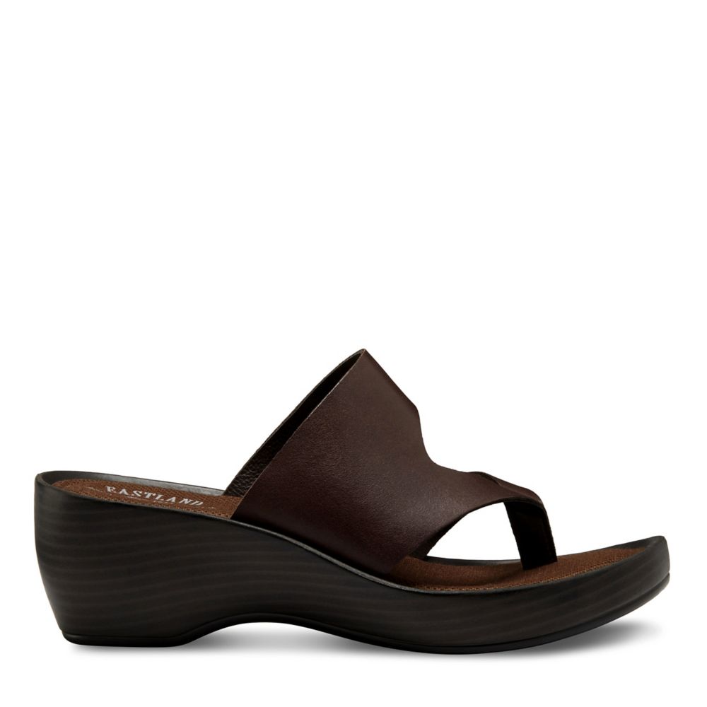 Brown Eastland Womens Laurel Wedge Sandal Comfort Flip Flop | Sandals ...