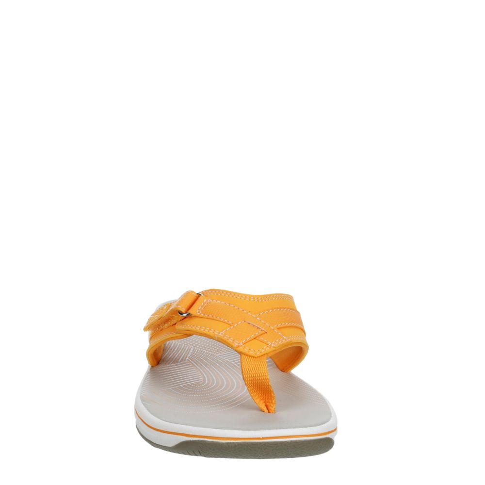 yellow clarks flip flops
