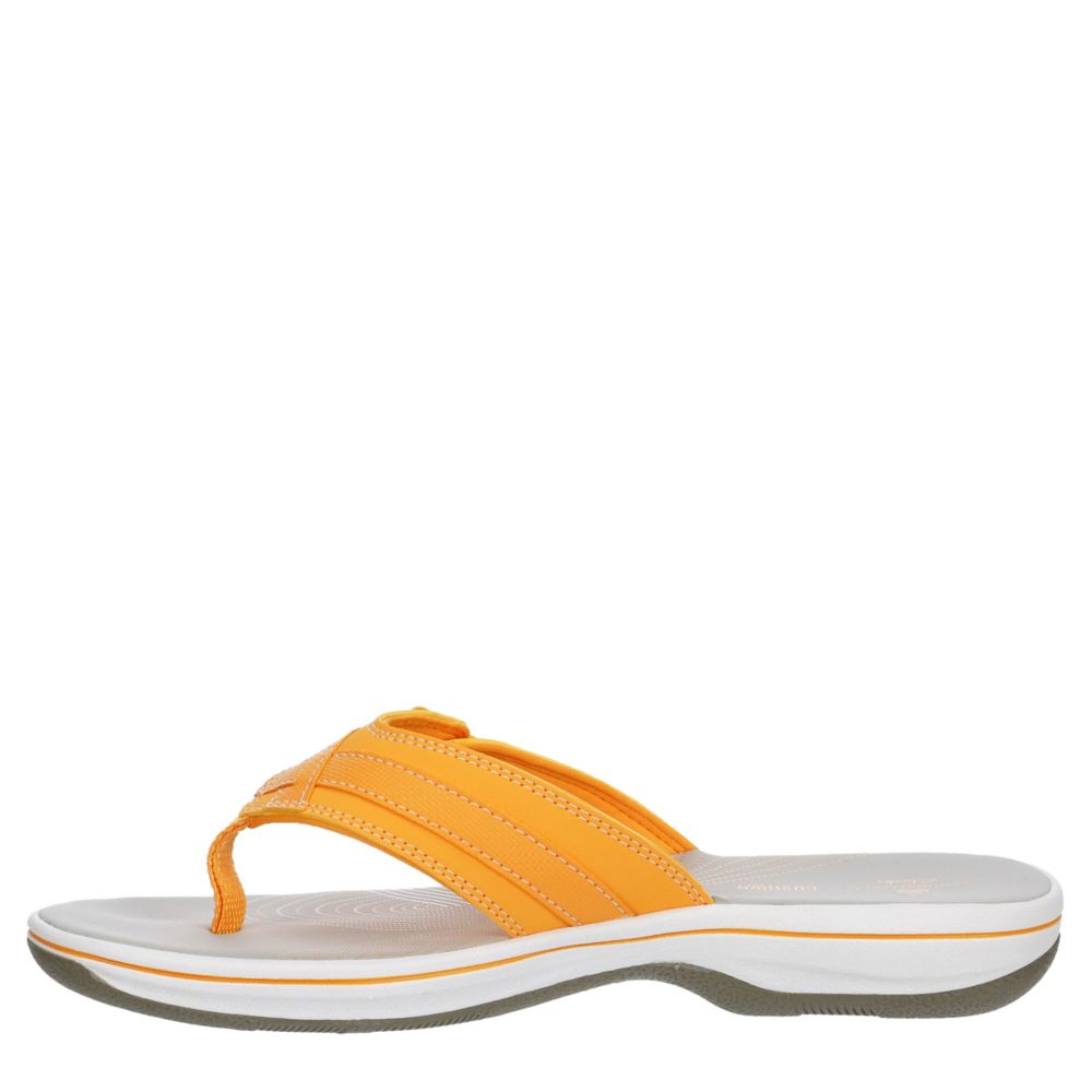 yellow clarks flip flops