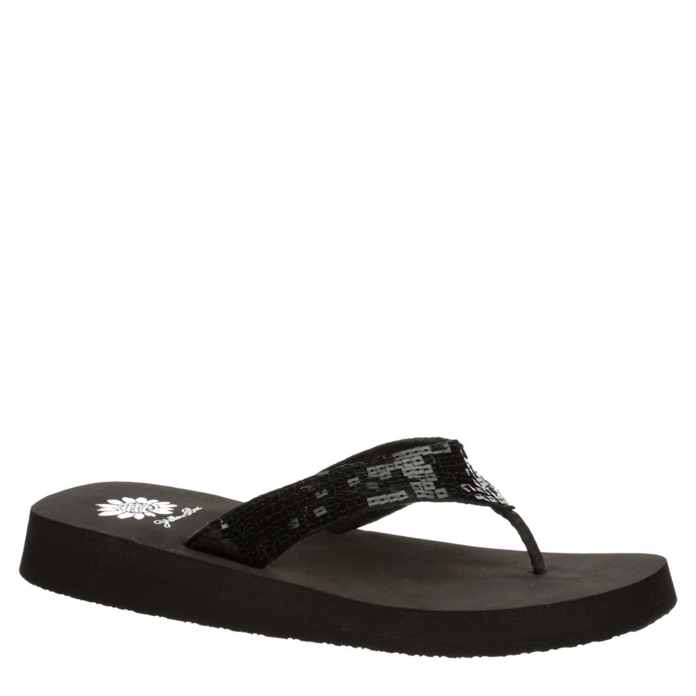 black sequin yellow box flip flops