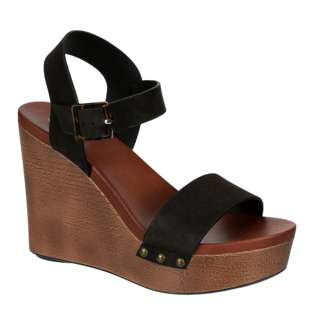 wedge platform sandals black