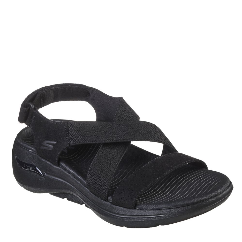 Black Skechers Womens Walk Arch Fit Outdoor | Sandals | Room Shoes