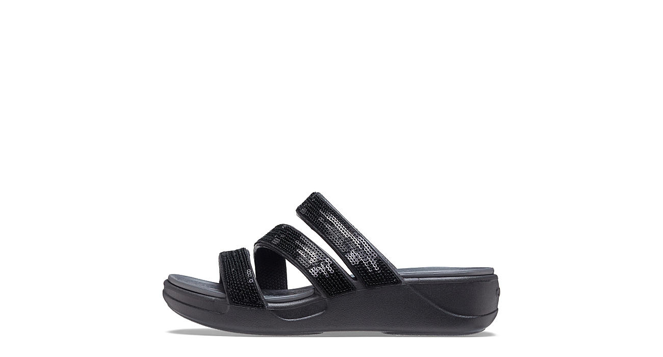 Black Crocs Womens Boca Ii Strappy Wedge Sandal | Sandals | Rack Room Shoes