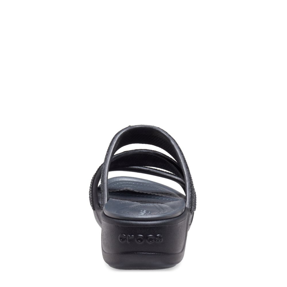 Black Womens Boca Ii Strappy Wedge Sandal, Crocs