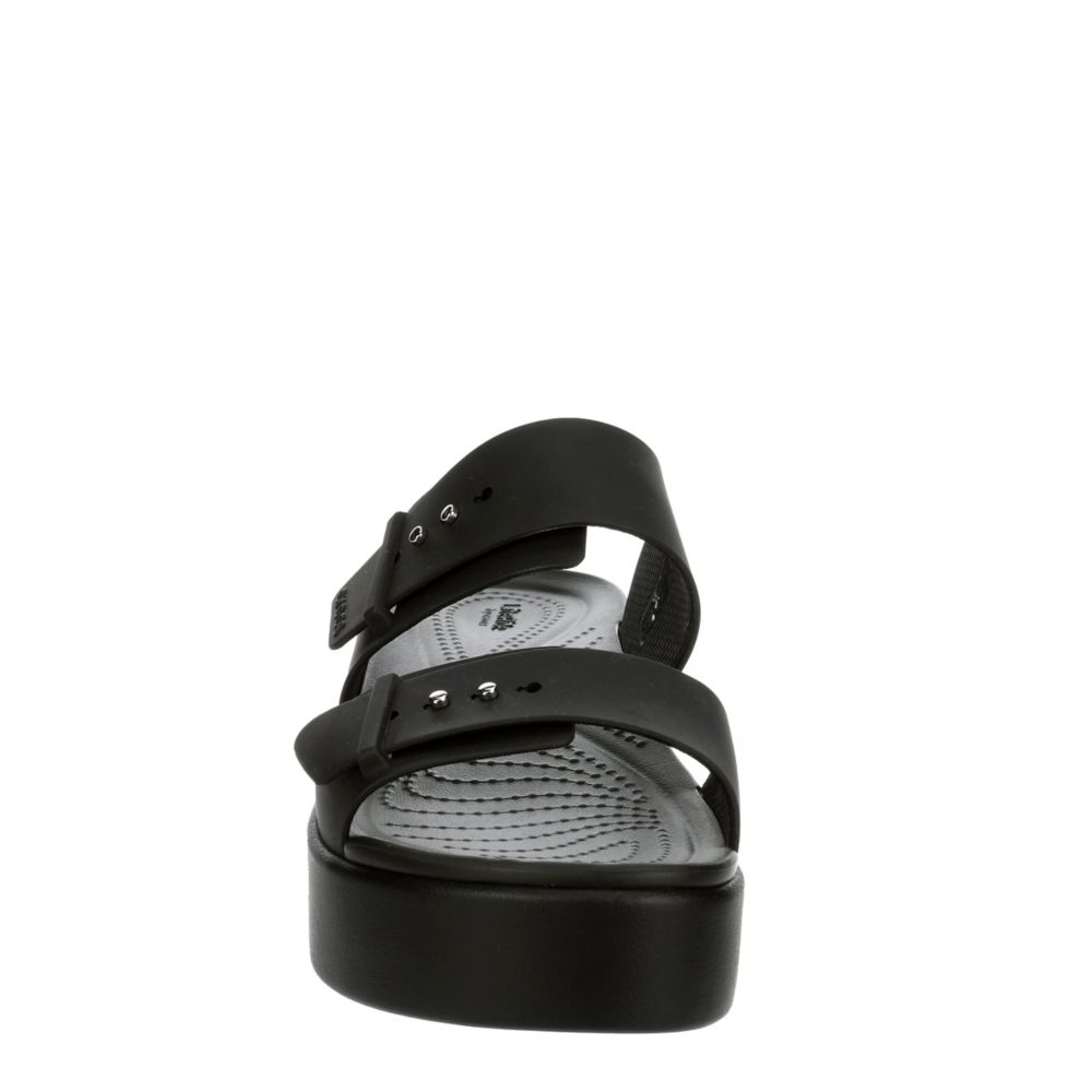 Crocs Womens Brooklyn Buckle Low Wedge Sandal - Black