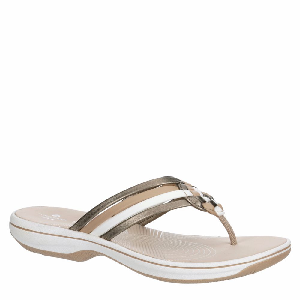 WOMENS BREEZE CORAL FLIP FLOP SANDAL MED METALLIC