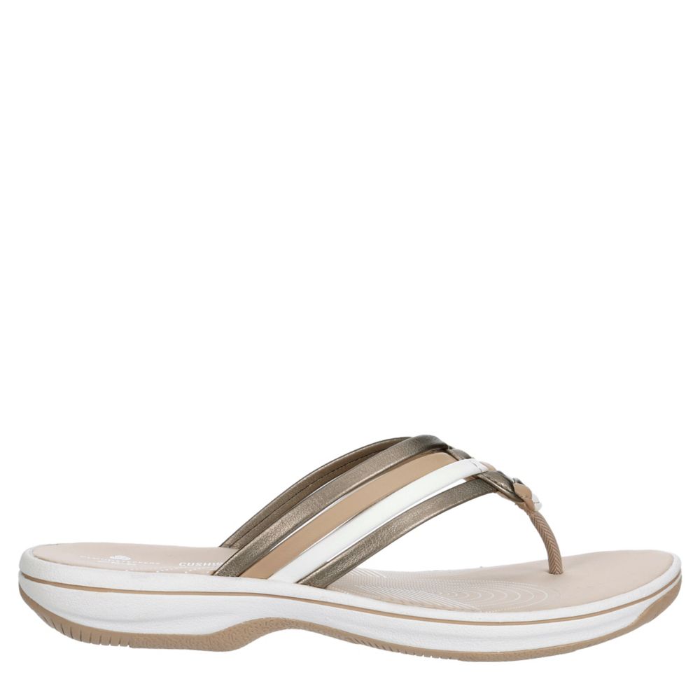 Med Metallic Clarks Womens Coral Flip Flop Sandal | Flip Flops | Rack Room Shoes