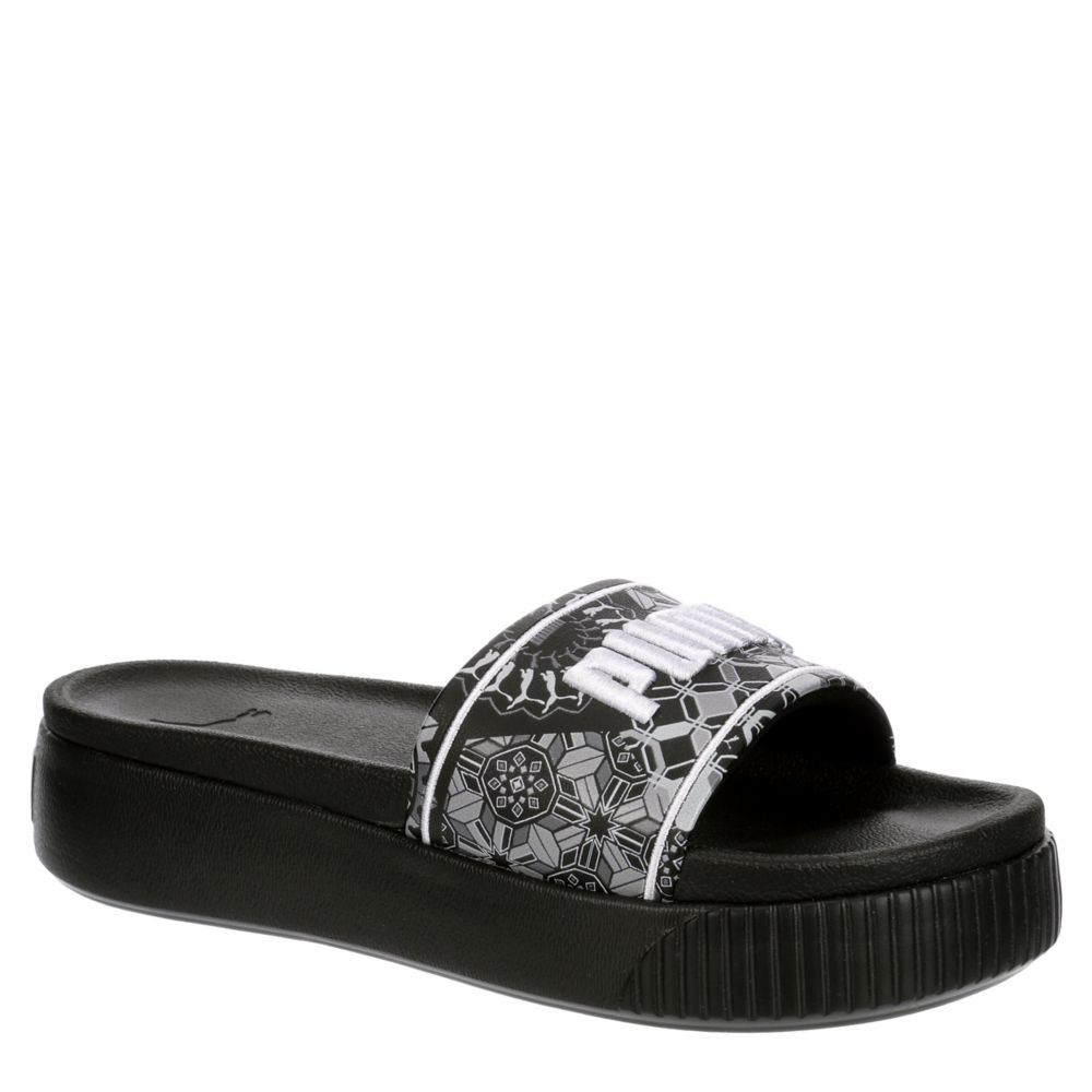 Black Platform Slide Zellige Sandal | Sandals | Rack Room
