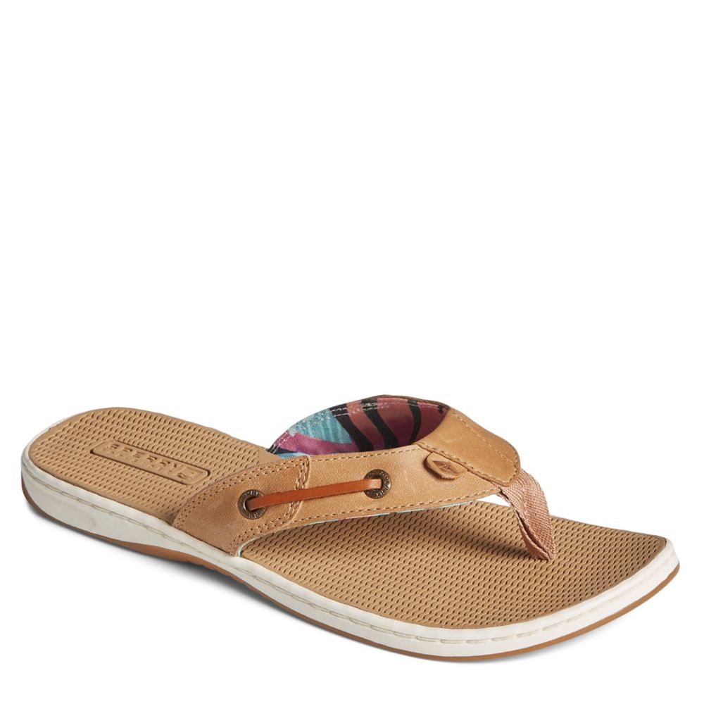 Womens sperry leather deals flip flops